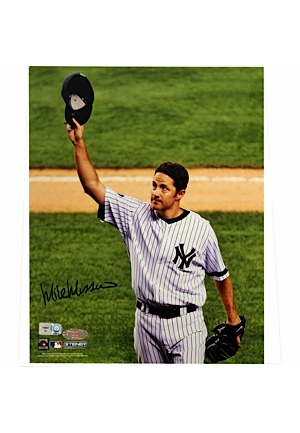 Mike Mussina Yankees Pinstripe Jersey 2008 Tipping Cap Vertical 8x10 Photo (MLB Auth)